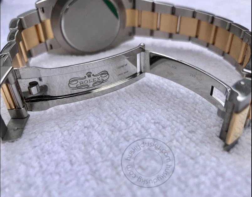 Stainless Steel Dual Color Strap With White Dial Chronograph Watch For Men