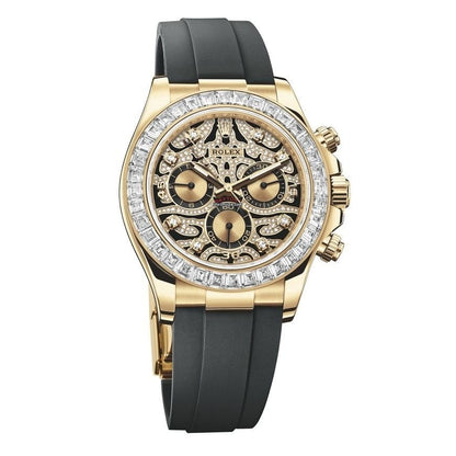 Rlx Daytona Golden Color Case Chronograph Men's Watch, Quartz Movement With Diamond