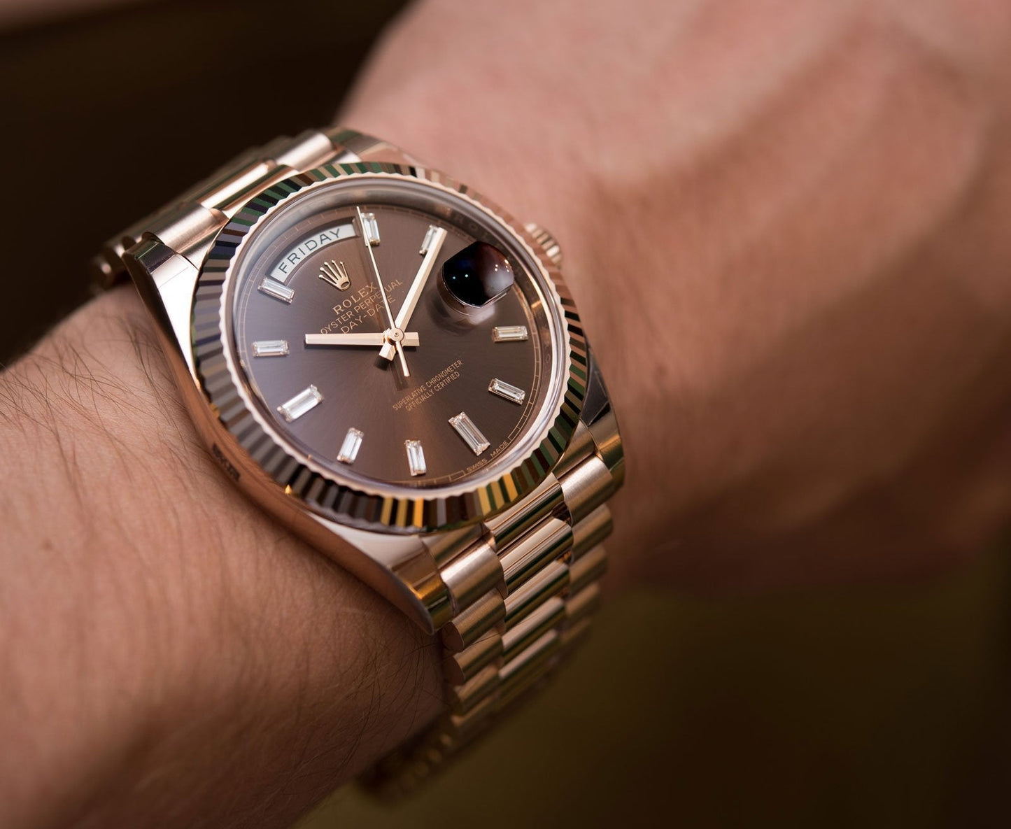 Brown Color Watch Oyster Perpetual Day-Date Brown Dial Men's Watch