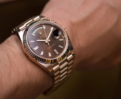 Brown Color Watch Oyster Perpetual Day-Date Brown Dial Men's Watch