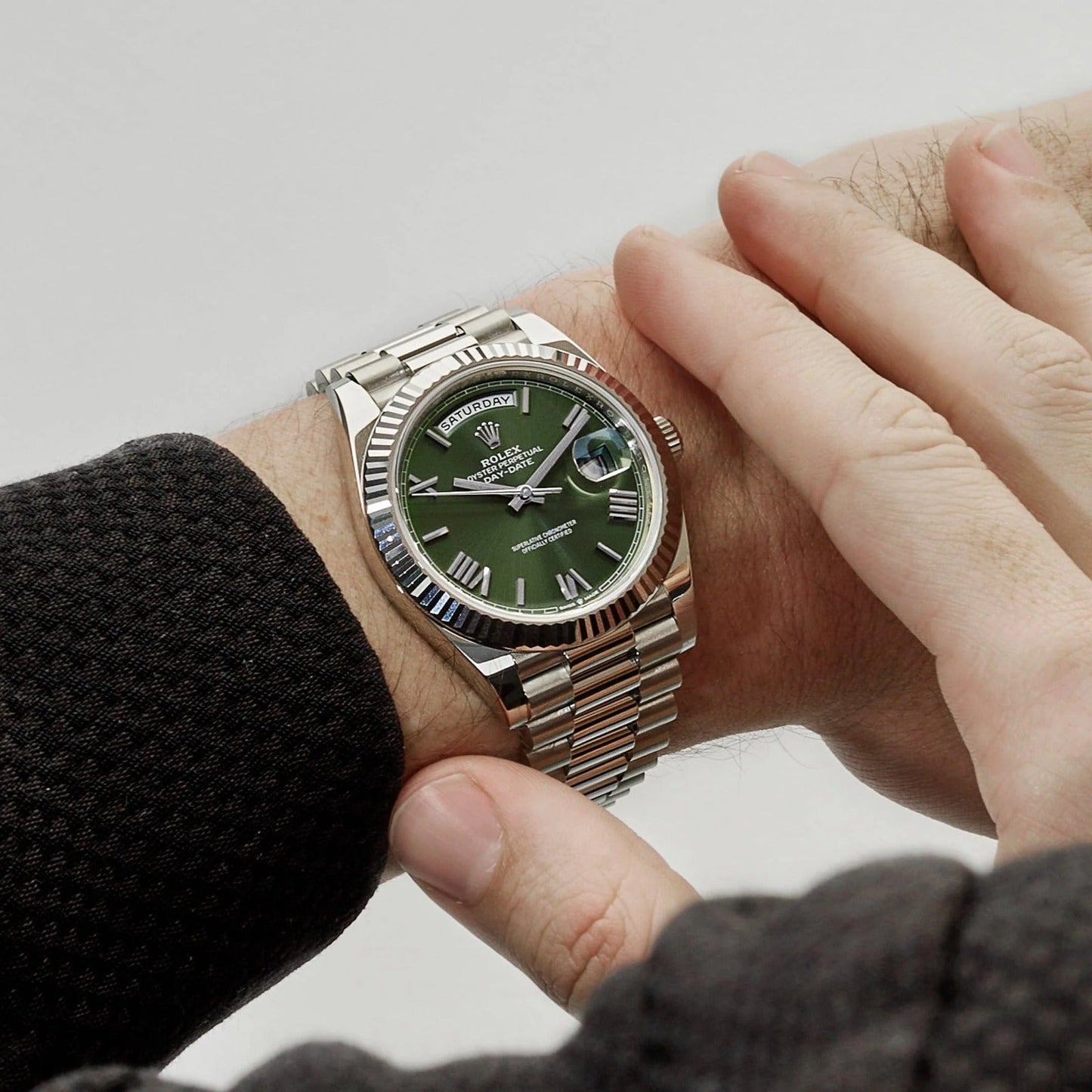 Oyster Perpetual Day-Date Olive Green Dial Men's Watch OYST-GRN