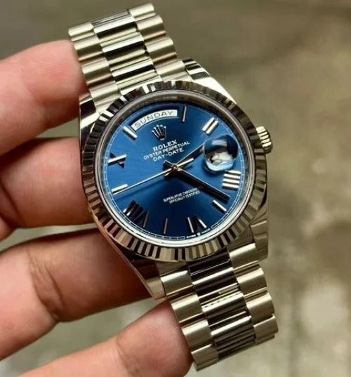 Oyster Perpetual Day-Date Blue Dial Men's Watch - RLX-OYST-SB