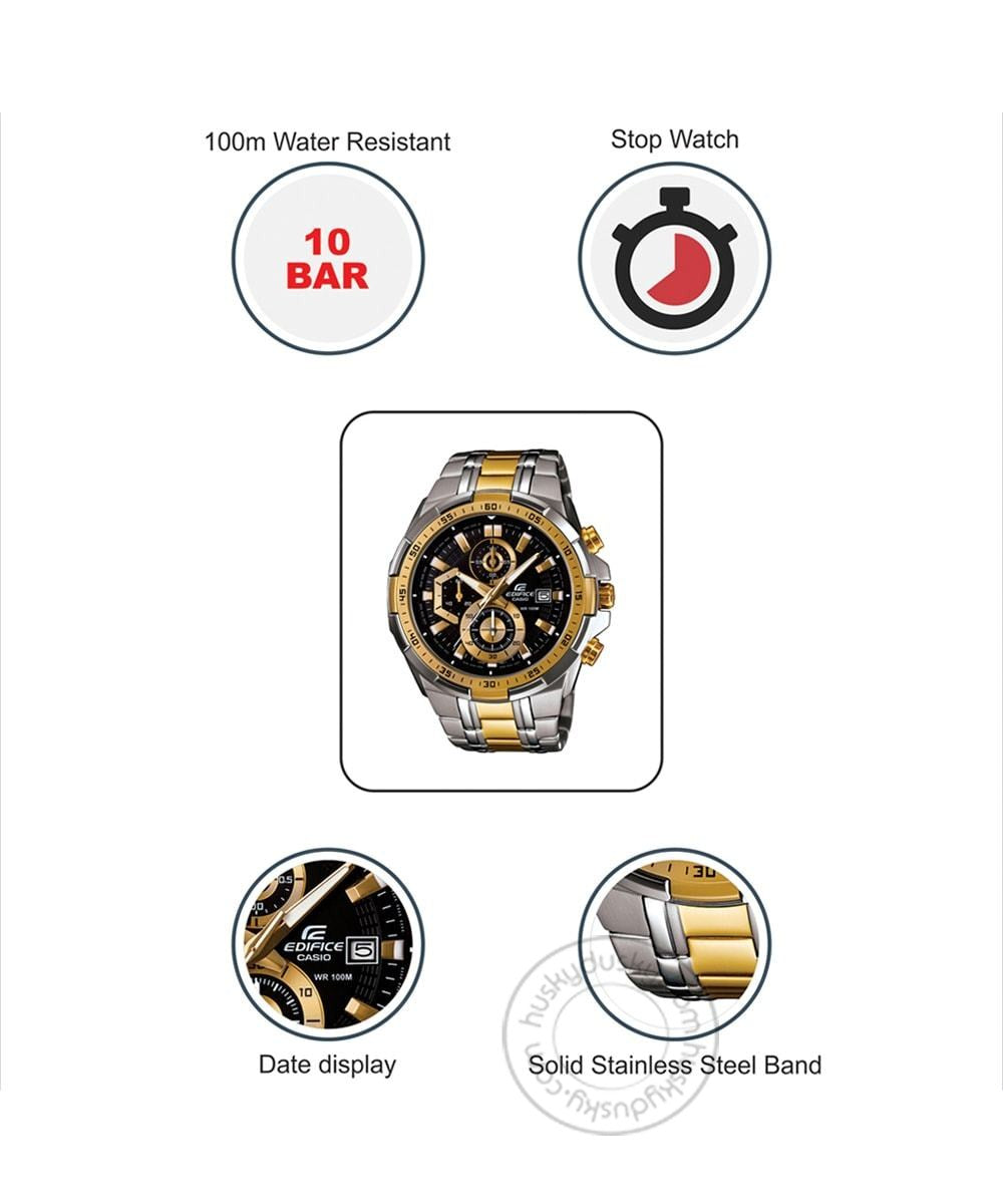Casio Edifice Chronograph Black Dial Gold Metal Men's Watch EFR 539SG 1AVUDF