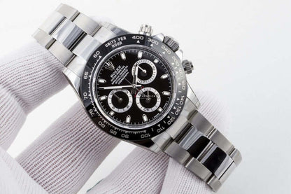 Trendy Black Dial Silver Stainless Strap Watch For Men 126611-LN