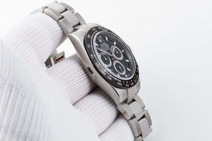 Trendy Black Dial Silver Stainless Strap Watch For Men 126611-LN