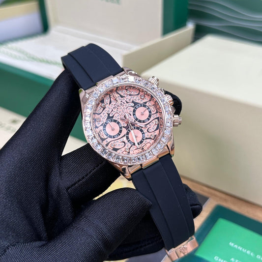 Cosmograph Daytona Chronograph Quartz Men's Watch With Diamond, Rose Gold Case And Designer Dial