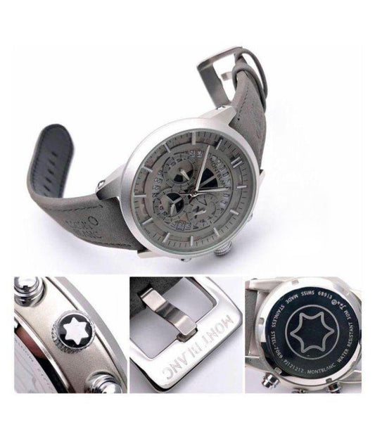 Grey Color Chronograph Leather Men's Watch For Formal & Casual Use M1122