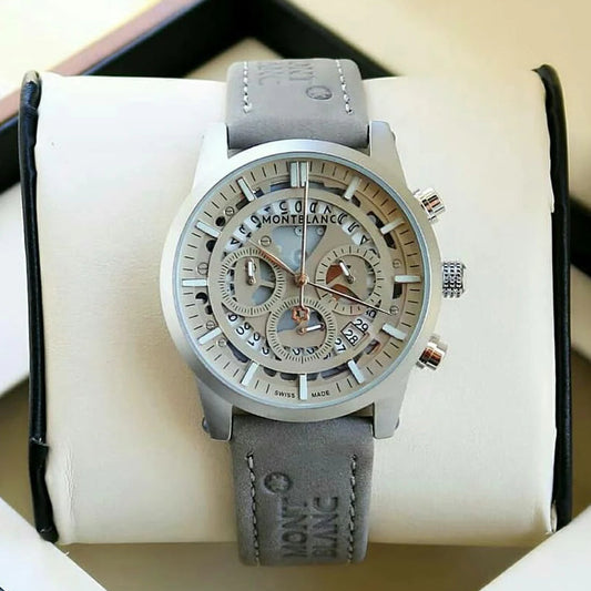 Grey Color Chronograph Leather Men's Watch For Formal & Casual Use M1122