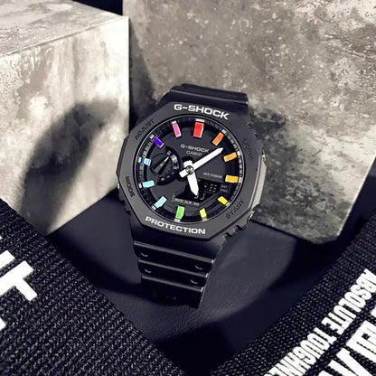 G-shock Black Rainbow Analog-Digital Watch World Time Multi-Function Resin Band Sports Watch GS-2103