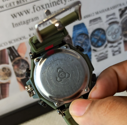 Casio G-Shock Ferrari Analog-Digital Black Dial x Green Strap  Men's Watch-GS-6067