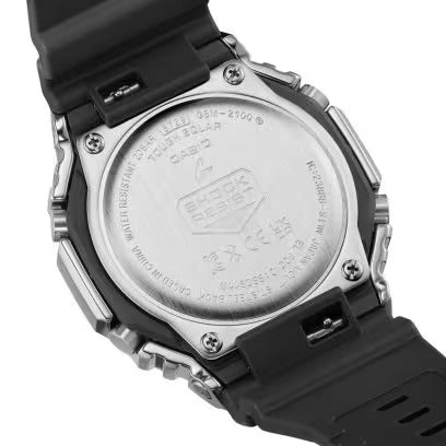 Casio G-Shock Solar Stainless Steel, Analog Digital with Ice Blue Dial/ Black Band Sport Men's Watch-GS-6447