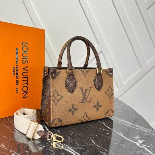 LV New Brown Two-Tone Leather Tote Bag Stylist Daily Use Hand-Bag LV-4447-WBG