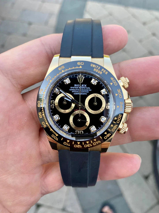 RLX Cosmograph Yellow Gold / Black Color Case and Dial Daytona Chronograph Quartz Chronometer Men's Watch RLX-1160