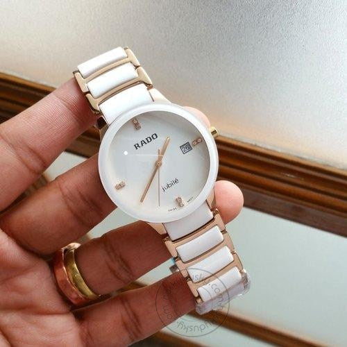 Rado Centrix Jublie Gold White Men's Watch For Man RD-JUB-00 White Dial Date Gift Watch