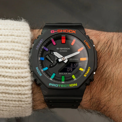 G-shock Black Rainbow Analog-Digital Watch World Time Multi-Function Resin Band Sports Watch GS-2103