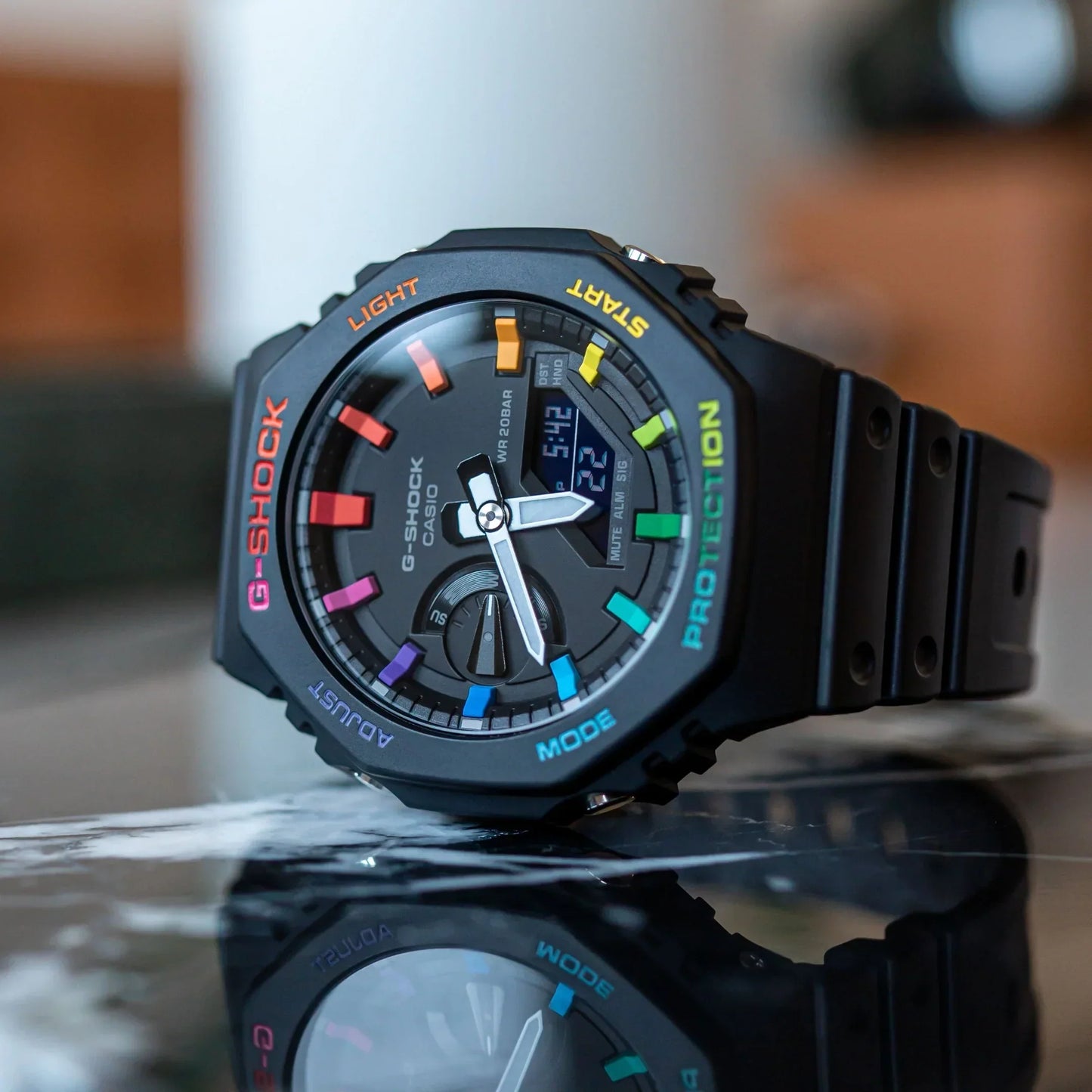 G-shock Black Rainbow Analog-Digital Watch World Time Multi-Function Resin Band Sports Watch GS-2103