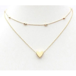 Charming Gold Plated Double Layered Heart Pendant Necklace